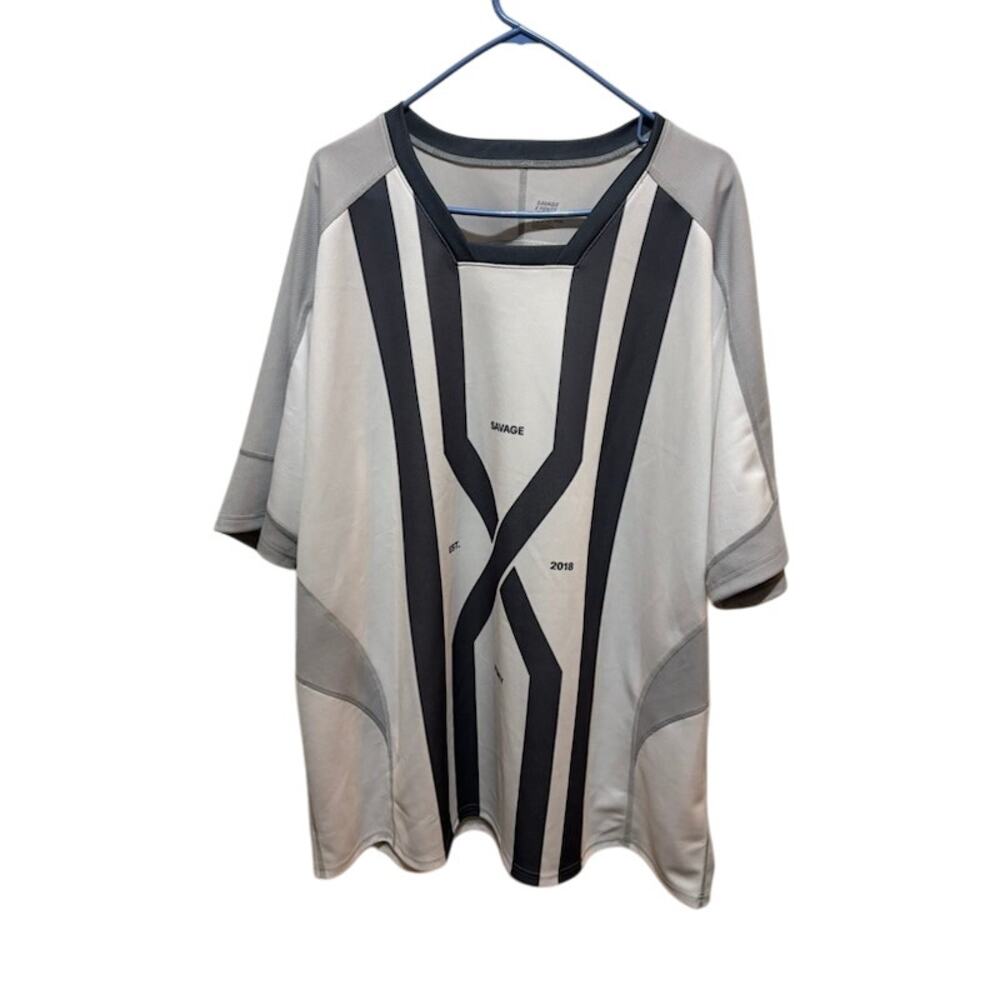 Savage X Fenty League Short-Sleeved Jersey in Angel White and Silver size XXXL